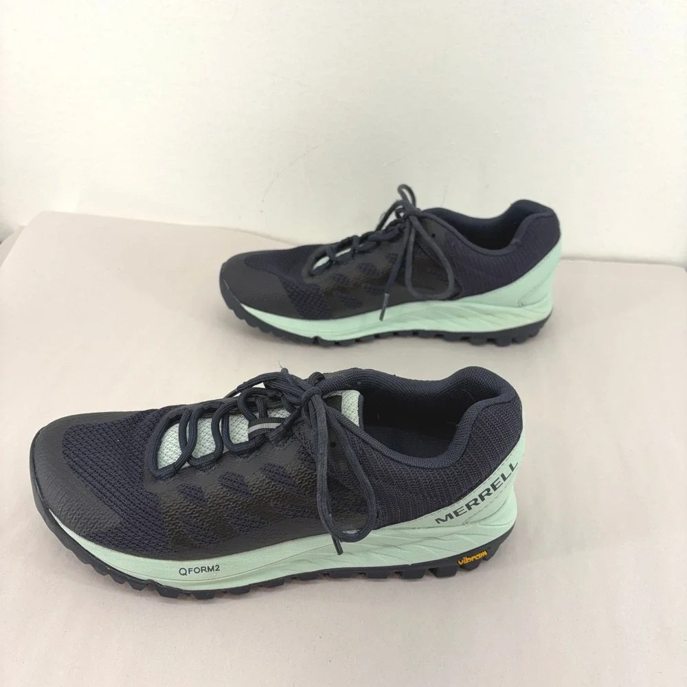 Merrell Antora 2 Womens 7.5 Trail Running Shoes Black Mint Green Comfort Support